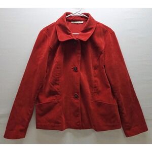 Requirements Long Sleeve Red Button Up Crop Jacket Corduroy L Coastal Cowboy